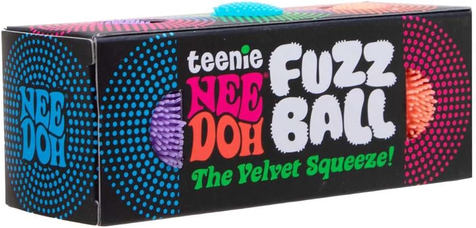 Schylling Teenie NeeDoh 3-Pack Mini Sensory Fuzz Balls with Velvet Texture and Soft Squish, Ages 3 and Up