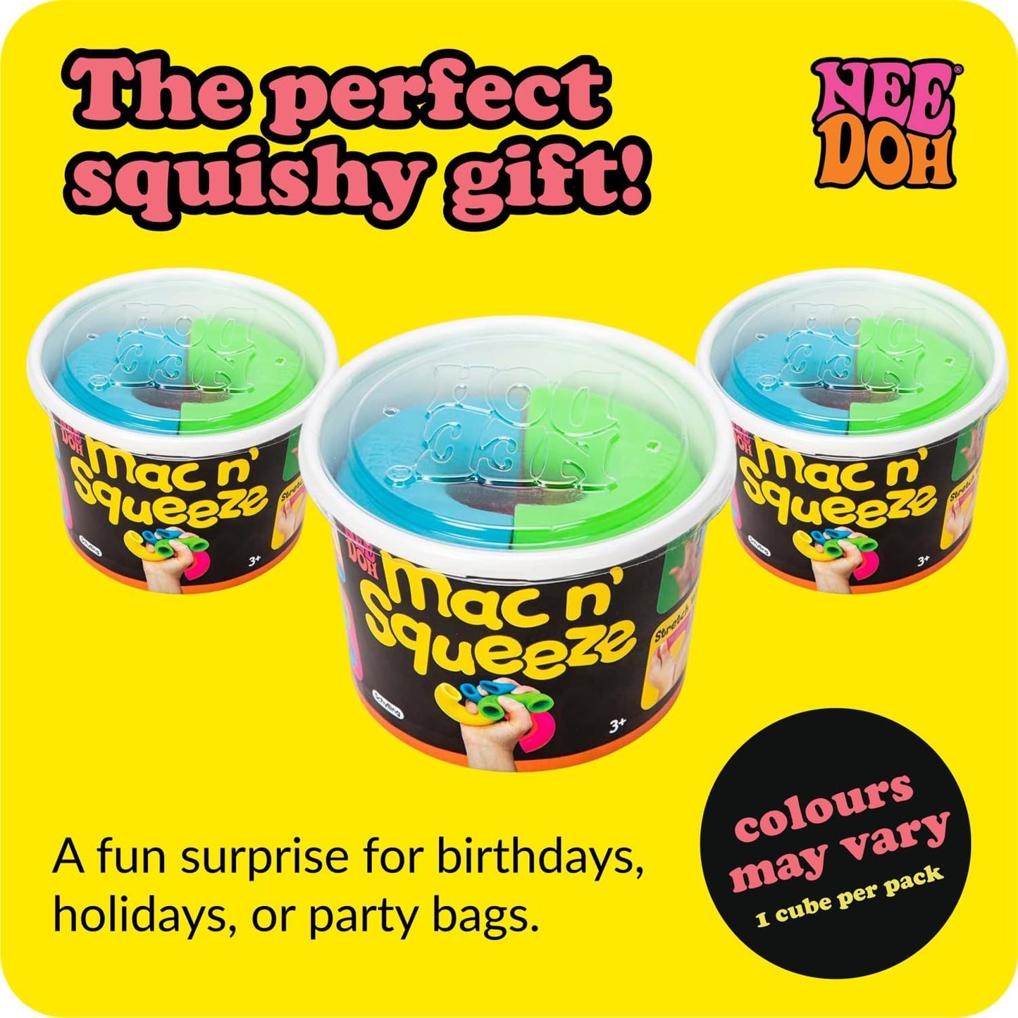 NeeDoh Mac ‘N’- Squeeze – 4 Squishy Noodles – Assorted