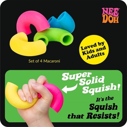 NeeDoh Mac ‘N’- Squeeze – 4 Squishy Noodles – Assorted