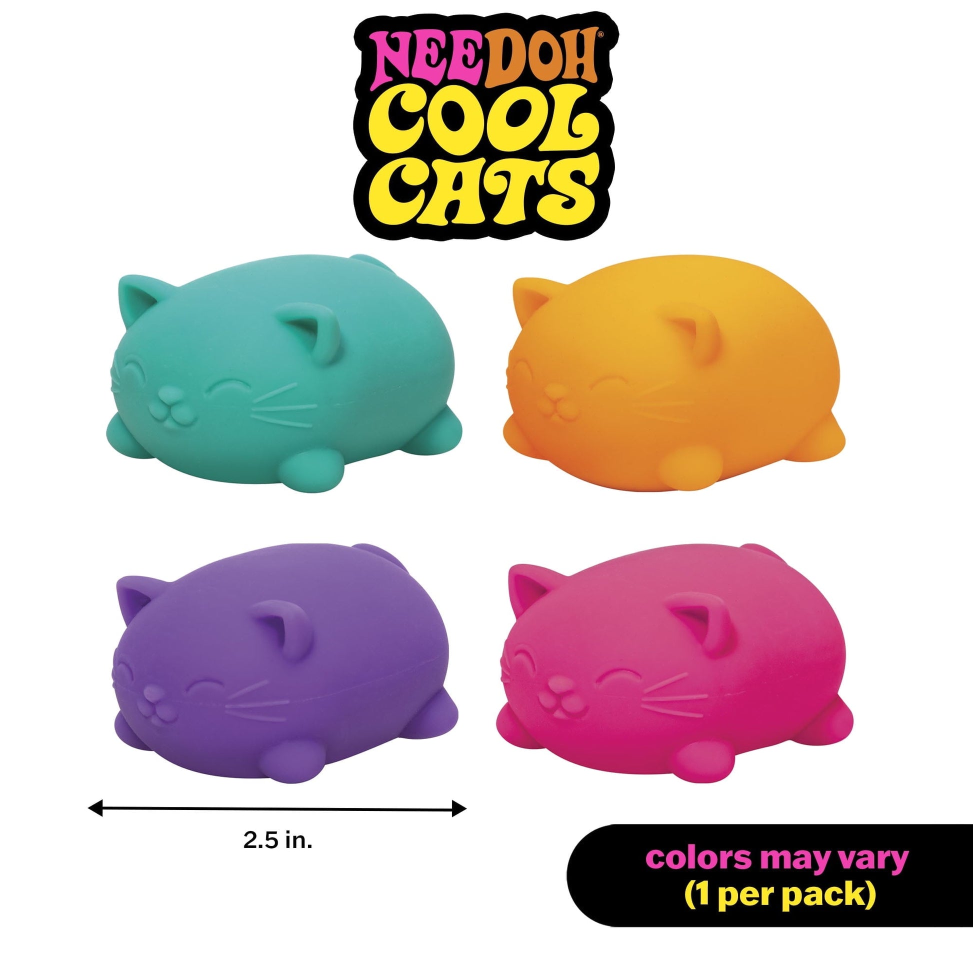 (2 pack) Nee Doh Cool Cats Squishy Fidget Ball, Novelty Toy, Multiple