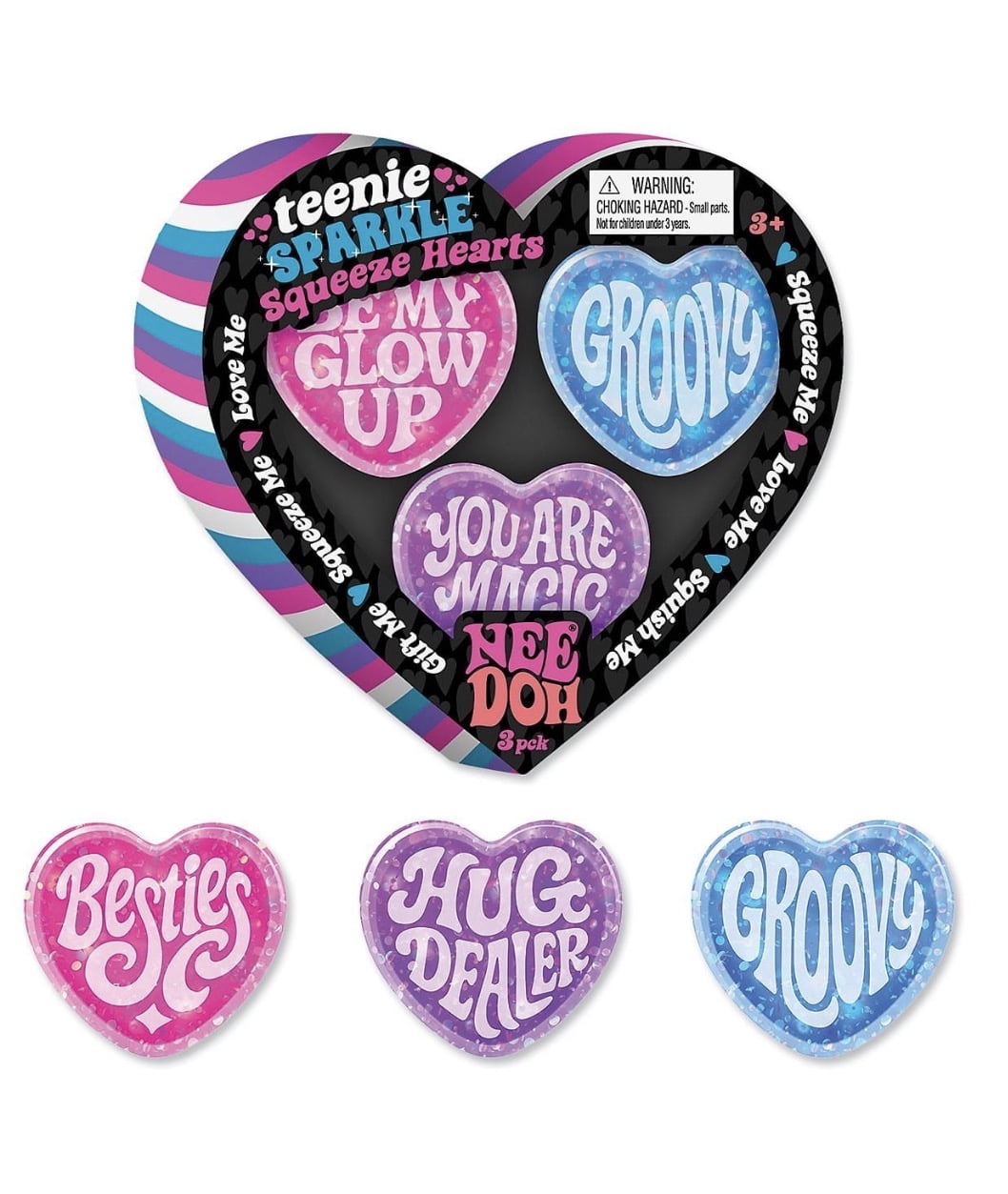 Teenie Sparkle Squeeze Hearts Squishy Stress Relieve Stress Ball Set,